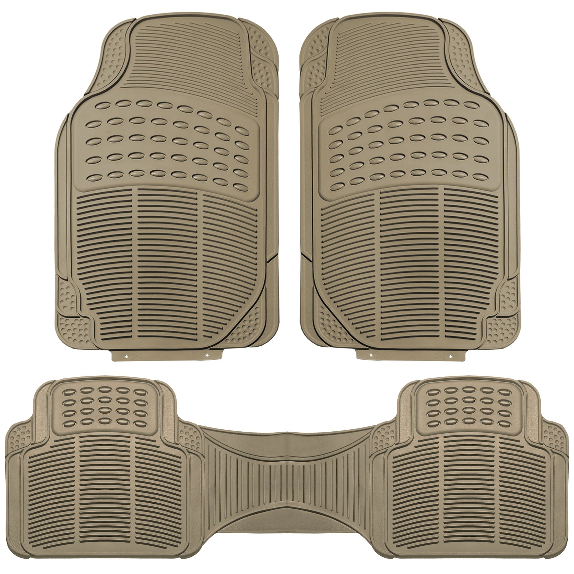 FH Group F11306 Trimmable Vinyl Floor Mats (Tan) Full Set - Universal Fit for Cars Trucks and SUVs