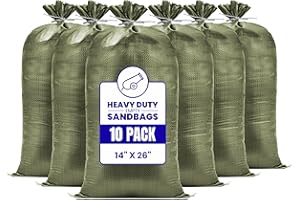 CARRYWELL (Not Made in China) Heavy Duty Sand Bags for Flooding, Empty W/Tie Strings, UV Protection for 1600 Hours, Flood Water Barrier Sandbags,14in x 26in, Sandbag for Weight, 50lb Capacity