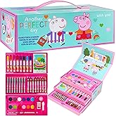 Peppa Pig Colored Pencils Art Supplies Kids Drawing Kit School Supplies Coloring Stationery Girls Drawing Pencils Art Kit Travel Case with Crayons Arts and Crafts for Kids 4-12