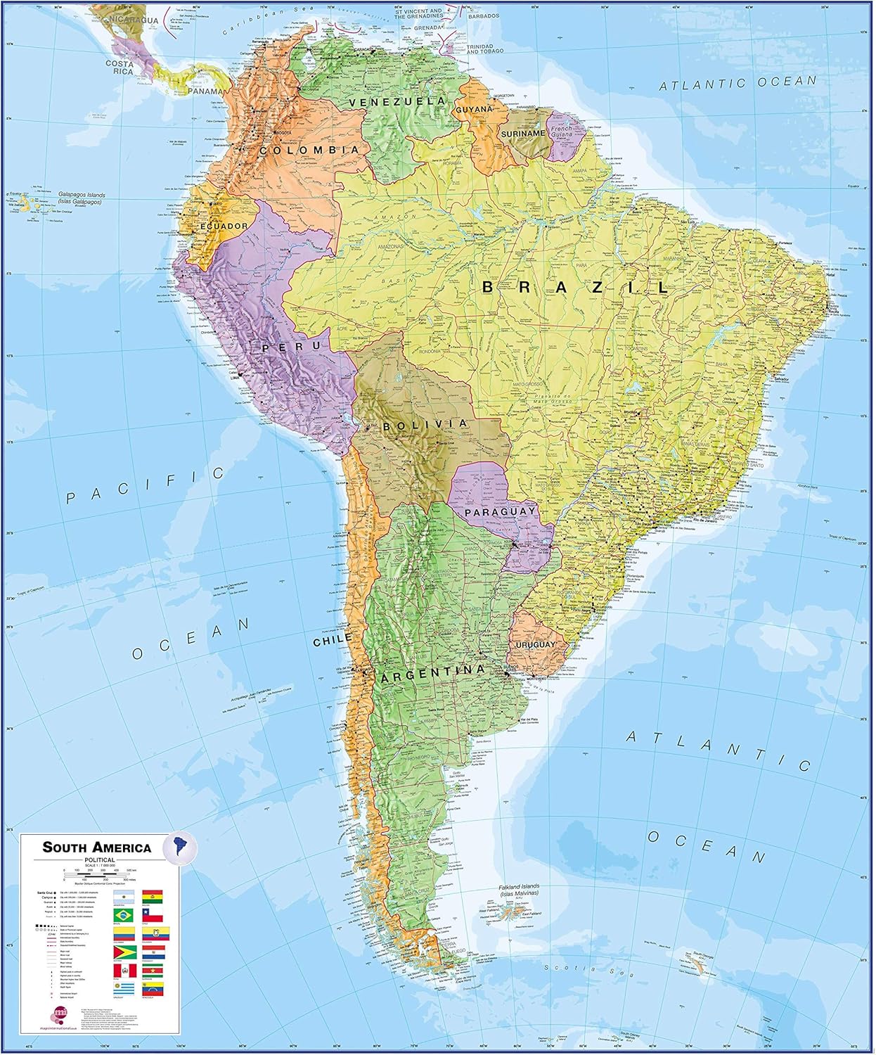 Amazon.: Maps International Huge Political South America Wall 