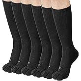 FUN TOES Men Crew Toe Socks Athletic Running - Proper Toe Alignment - Breathable Mesh Top - Value 6 Pairs Pack size 6-12