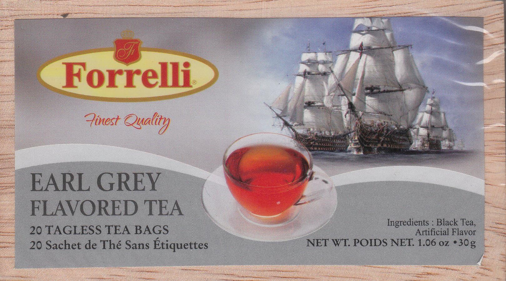 Forrelli Wooden Slide Top Box Tea - 20 Tagless Tea Bags (Earl Grey)