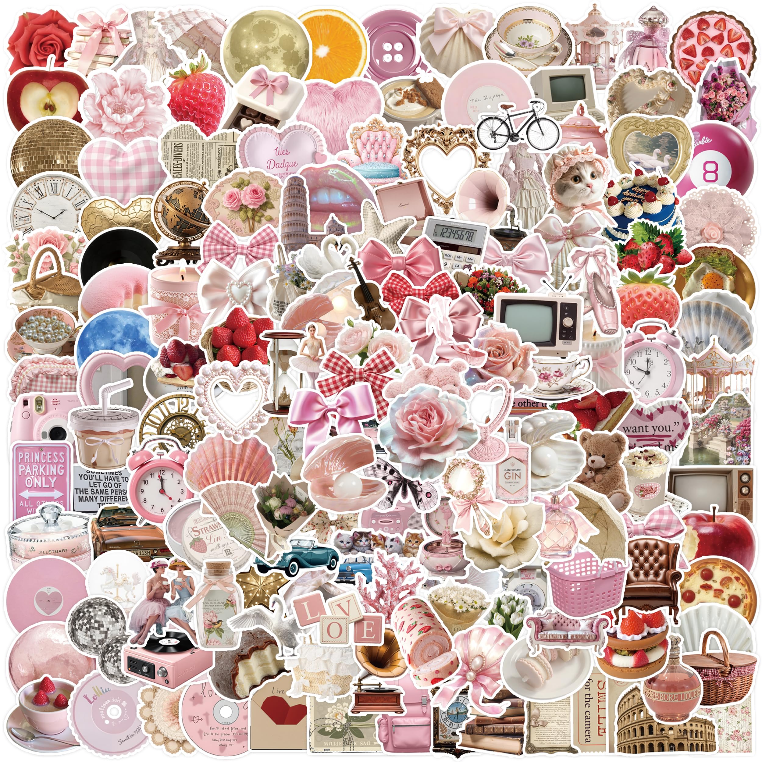 230pcs Coquette Stickers Cute Vinyl Laptop Waterproof Aesthetic Pink Pack for Girls Water Bottles Laptop Computer Phone Guitar (230pcs Coquette Stickers)