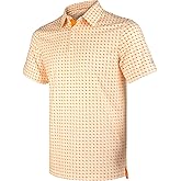 GORENZI Men's Golf Shirts Short Sleeve Moisture Wicking Dry Fit Print Patterns Collared Performance Polo Golf Shirts for Men