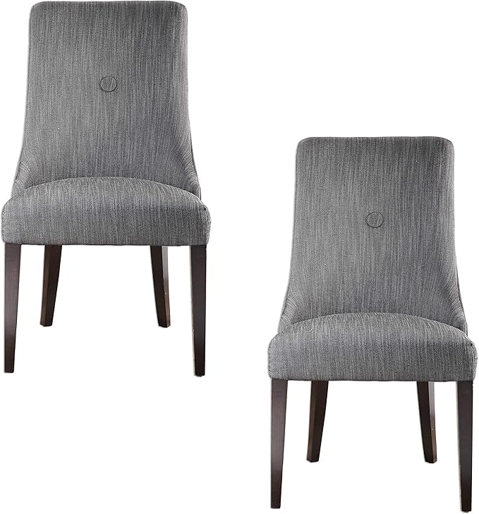 MY SWANKY HOME Elegant Charcoal Gray Dining Chairs Set 2