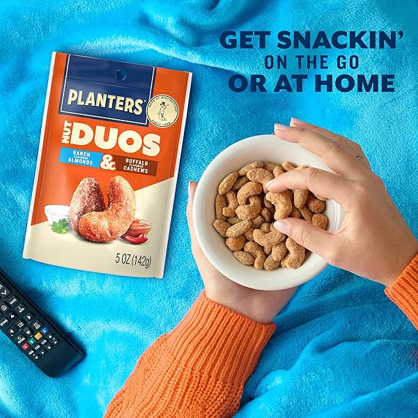 PLANTERS NUT DUOS, FLAVORED NUTS, RANCH ALMONDS & BUFFALO CASHEWS 5OZ