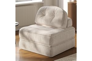 Dowinx Folding Sofa Bed with Pillow, Convertible Comfy Couch Bed for Adults Home Lounge and Gaming, Modern Comfortable Design for Apartment Living Room Bedroom, Single, Ribbed Velvet, White