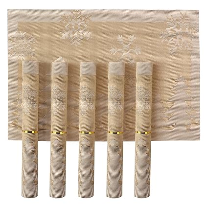 HOKIPO PVC Dining Table Plastic Kitchen Placemats, 45 x 30 cm -Set of 6 Pieces