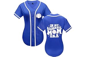 EURBJUCEL Women's Baseball Jersey in My Baseball Mom Era T-Shirt Softball Button Down Casual Sports Tee Game Day Short Sleeve Top