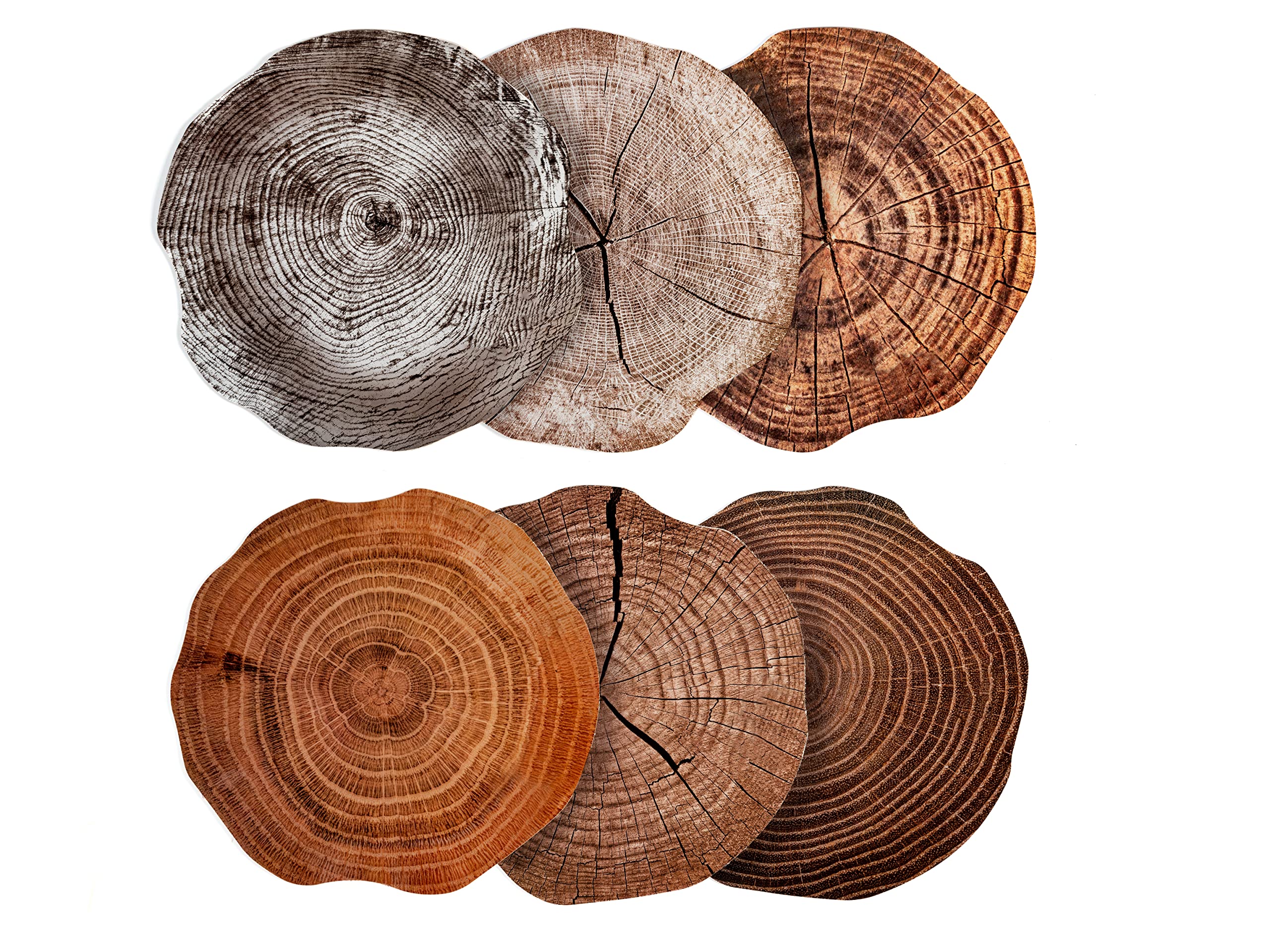 H&H Set of 6 Placemats in Plastic and Cork Round Decoration Bark 38 cm