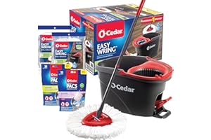 O-Cedar EasyWring Microfiber Spin Mop & Bucket Floor Cleaning System + 2 Extra Mop Head Replacements with Citrus and Lavender Pacs (Variety Pack)