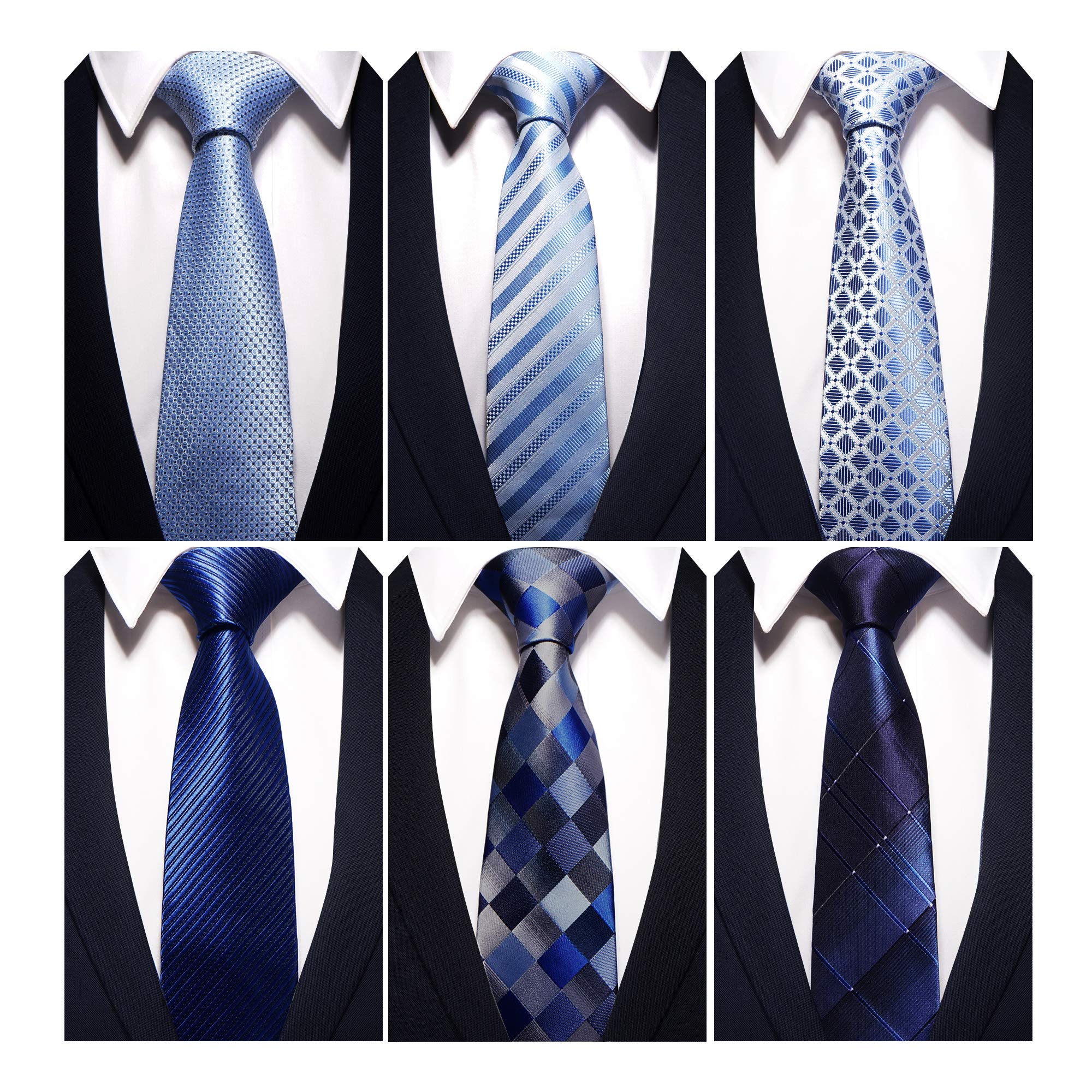 AVANTMEN New Men\'s neckties 6 Pack Classy Neck Tie for Men Woven Jacquard Neck Ties (6 Pack - Style D)