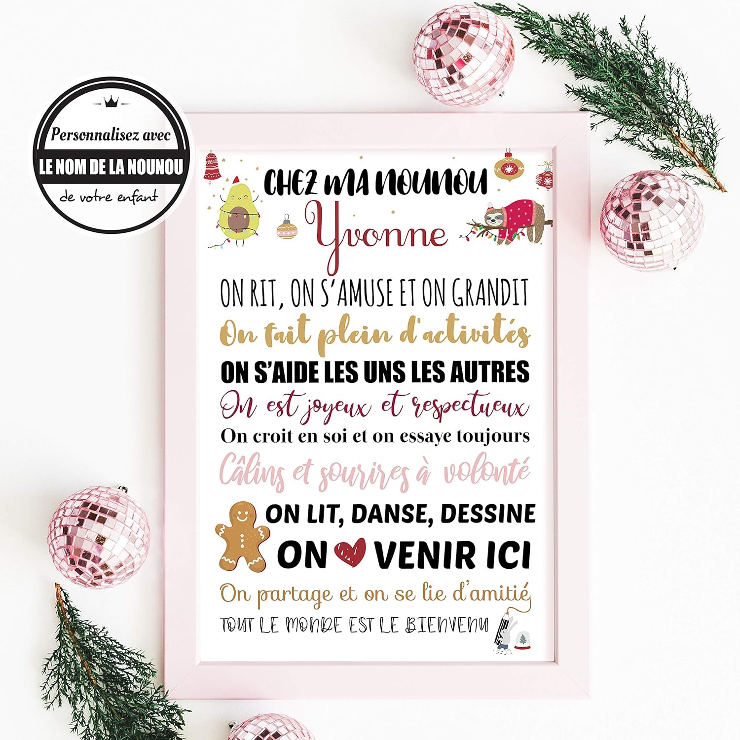 Affiche Chez Ma Nounou Speciale Noel Pour Un Cadeau Unique A Personnaliser Avec Le Nom De La Nounou Ou Astem De Votre Enfant Cadeaux Et Souvenirs Pour Nouveau Ne Produits Handmade Centroarco Com