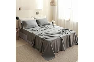 Simple&Opulence French Linen Flat Sheet,100% Natural Flax Bedding Sheet with Stone Washed King Size(108''x102'') Ultra Soft B