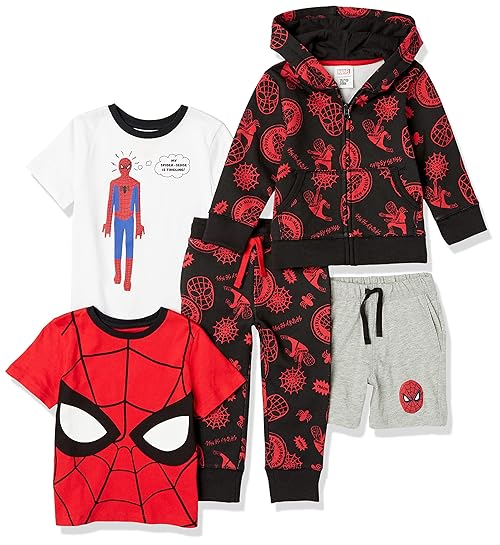 Spotted Zebra Disney | Marvel | Star Wars Boy's Outfit Sets, Pack of 5, Marvel Spider-Man, 2T