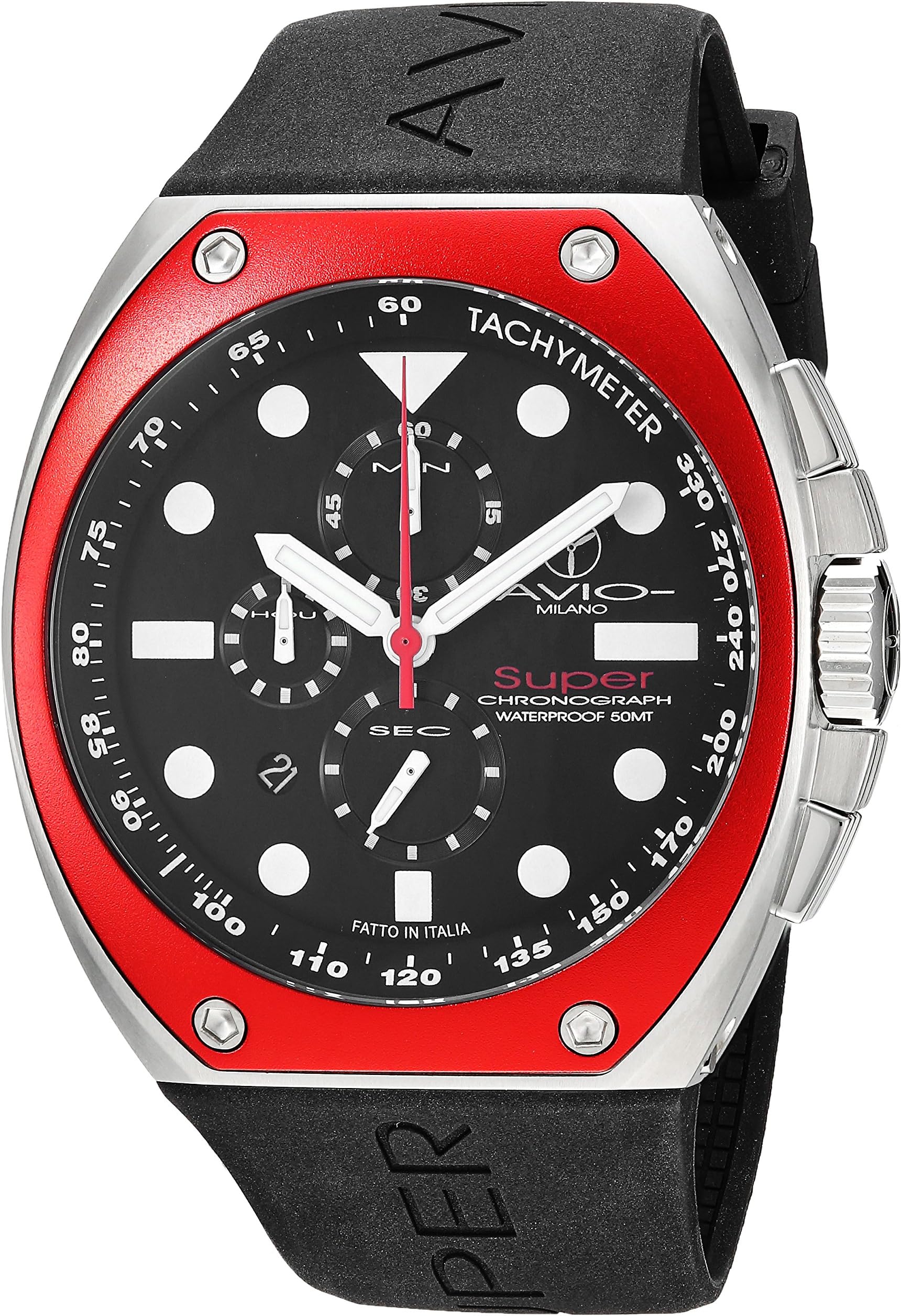 Men's SA AC 2001 Super Tonneau Stainless Steel Case Aluminum Interchangeable Bezel Luminous Chrono Tachymeter Watch