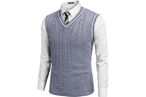COOFANDY Men's Sweater Vest V Neck Slim Fit Casual Sleeveless Twisted Knitted Pullover Sweater