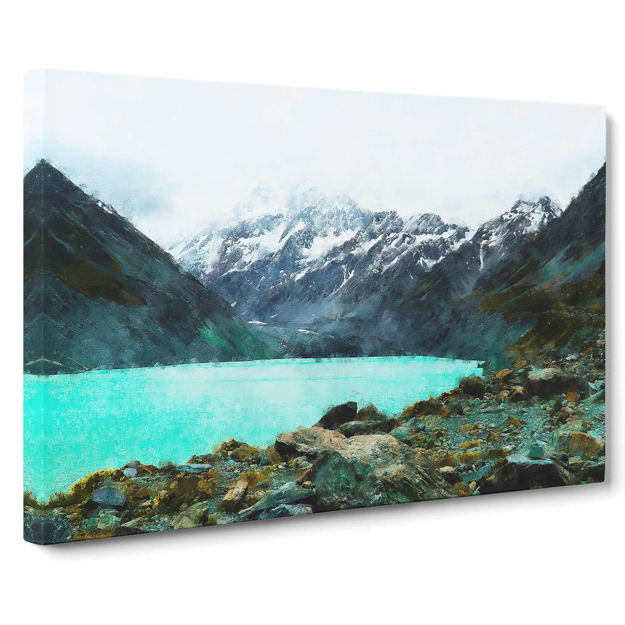 Aoraki Mount Cook In New Zealnd Canvas Print | Gallery Wrapped 30mm Frame Wall Art | 20x14 inches | Ready to Hang | Modern Picture | Living Room Bedroom Lounge Office