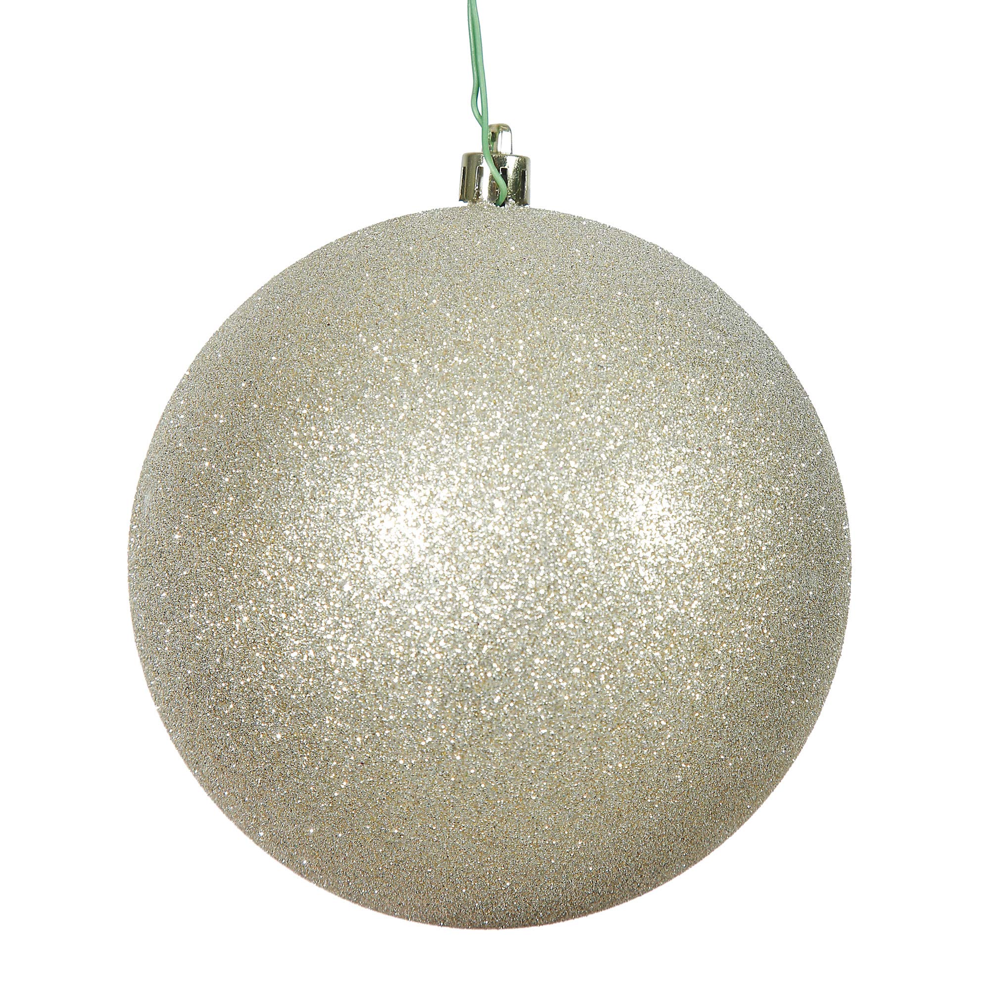 Vickerman 6" Champagne Glitter Ball Ornaments - 4 per Bag - Shatterproof Plastic - Reliable Hanging - Glitter Finish