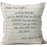 M-Qizi Cousin Gift Pillow Covers - Gifts for Cousins, Linen Pillow Cover 18x18, Cousin Gifts for Women, Cousins Birthday Gifts, Cousins Make The Best Friends