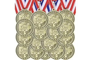 Ferreve 48 Pcs Award Medals with Neck Ribbons Champ Medal Sports Day Favors Prizes for Sports Competitions Party Winner