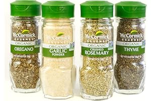 McCormick Gourmet Organic Garlic & Herbs Everyday Basics Variety Pack (Oregano, Garlic Powder, Crushed Rosemary, Thyme), 0.05