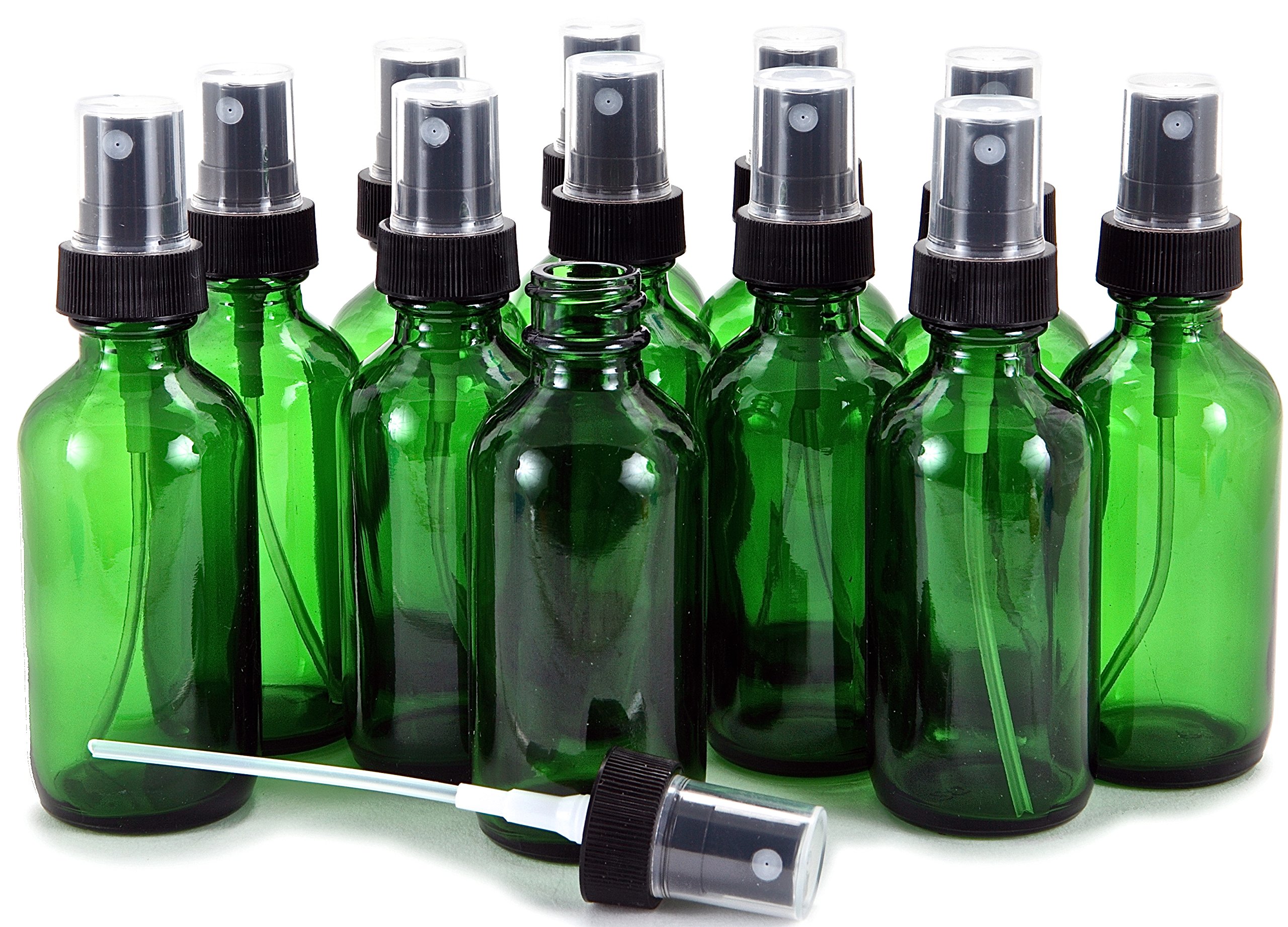 Vivaplex, 12, Green, 2 oz Glass Bottles, with Black Fine Mist Sprayers Buy Online in United
