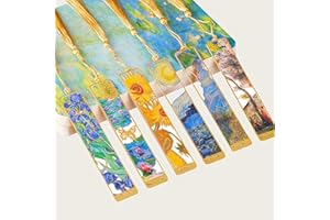 6 Pack Metal Bookmarks with Tassel - Van Gogh Sunflowers & Starry Night Oil Painting Design - Art Reading Bookmarks Gift for 