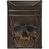 House of Jack Co. Skull Slim Money Clip Wallet for Men, Front Pocket Wallet with Strong Magnet, Full Grain Cowhide Card Holder Wallet, Black