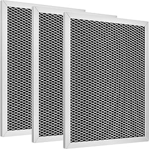 Jovitec 3 Pack Range Hood Filter 97007696 Aluminum Charcoal Combo Compatible with Broan, Kenmore, Maytag, Replace for 1172266, 41F, 5-3082, 51113711, Size 8-3/4 x 10-1/2 x 3/8 Inch