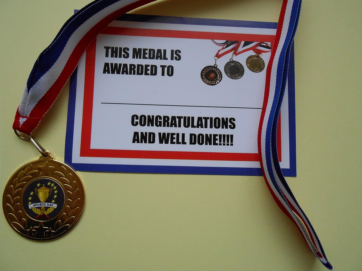 SPORTS DAY MEDAL ( brown) and ribbon with certificate TOP QUALITY