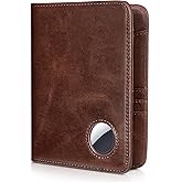 Passport Holder for Travel with AirTag Holder-Genuine Leather RFID Blocking Travel accessories with 6 Cards Slot&1ID Window,Magnetic Closure,Gift Box(Air Tag Not Included)