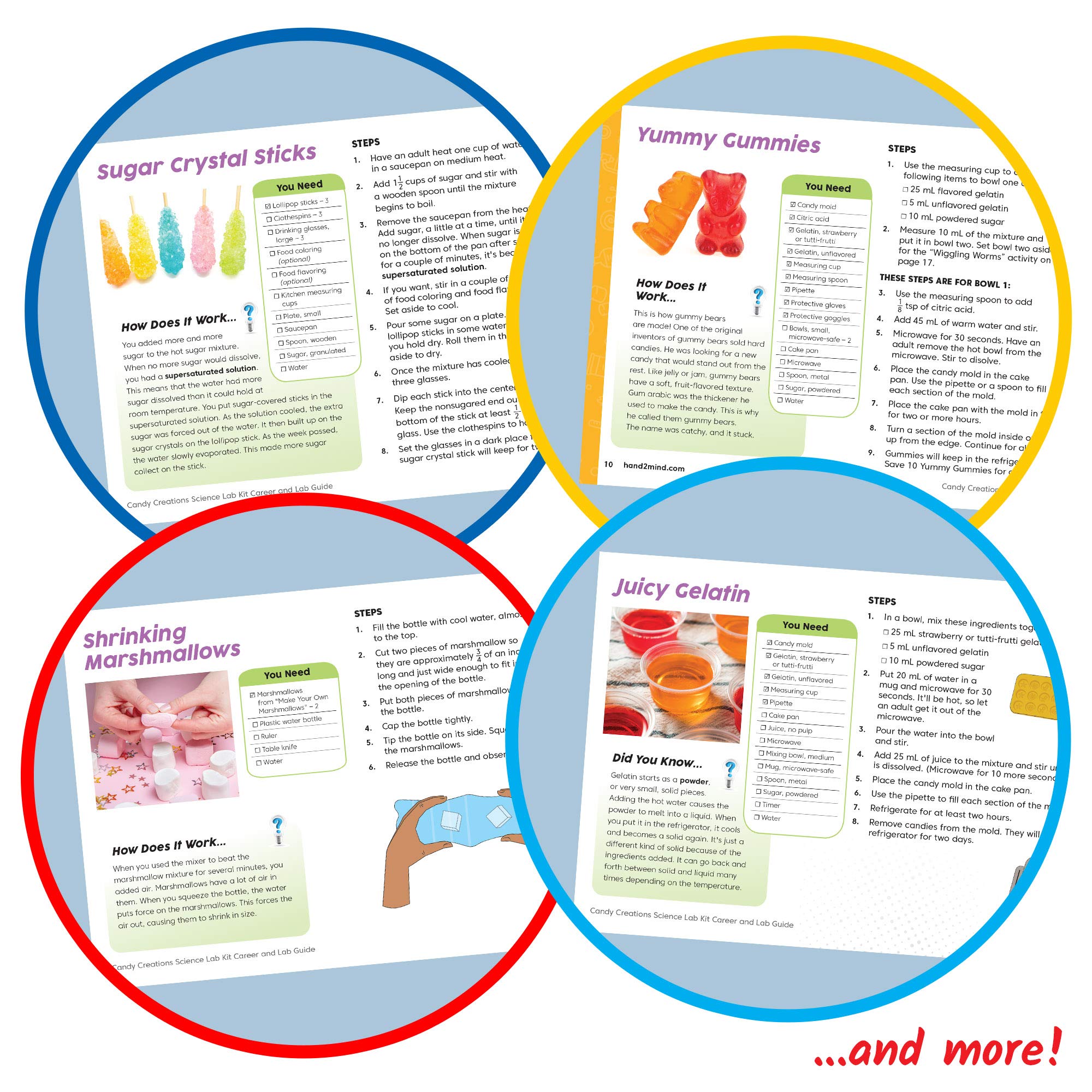 hand2mind Candy Creations Science Lab Kit, Make Lollipops, Gelatin and Candy Molds, Candy Making Kit for Kids, Gummy Bear Maker, Food Science Kit, Homeschool Supplies, 20 Hands-On Activities