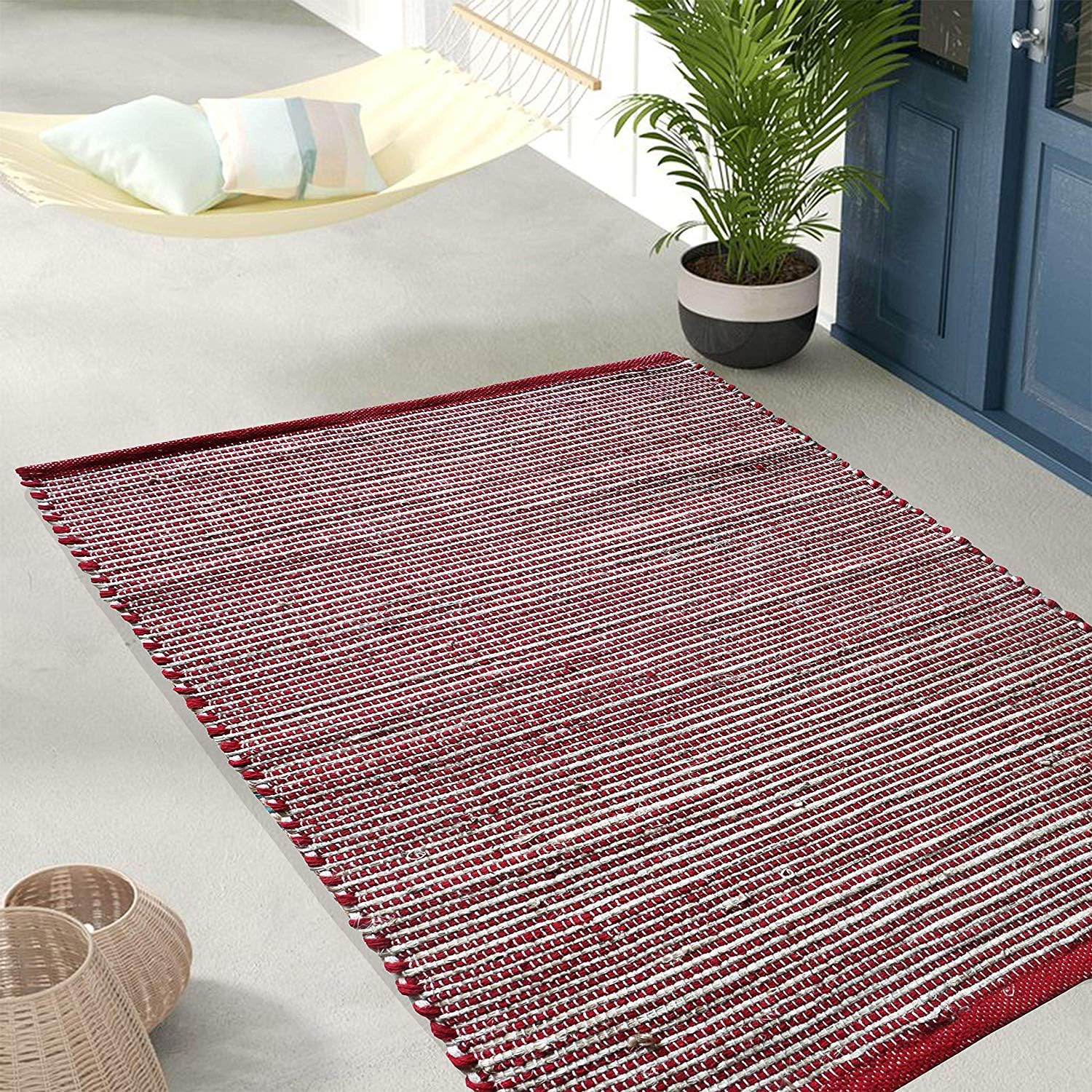 Buy The Home Talk Plain RED Jute Rug/Runner, 2 x 3 Feet or 60x90 cm, for Bedroom/Kitchen Online