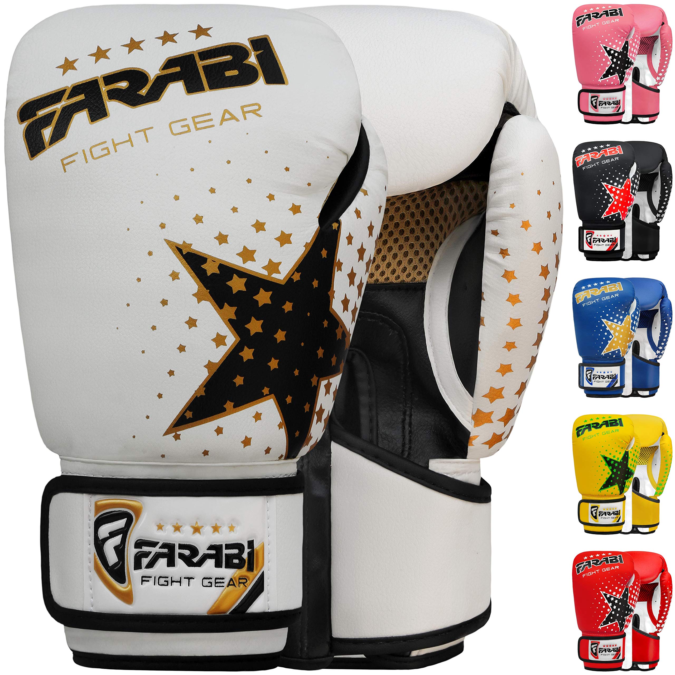 Farai kids boxing gloves 6-oz kickboxing muay thai training MMA sparring gloves, Best gloves for training on punching bag, focus pads Practice (White, 6-oz)