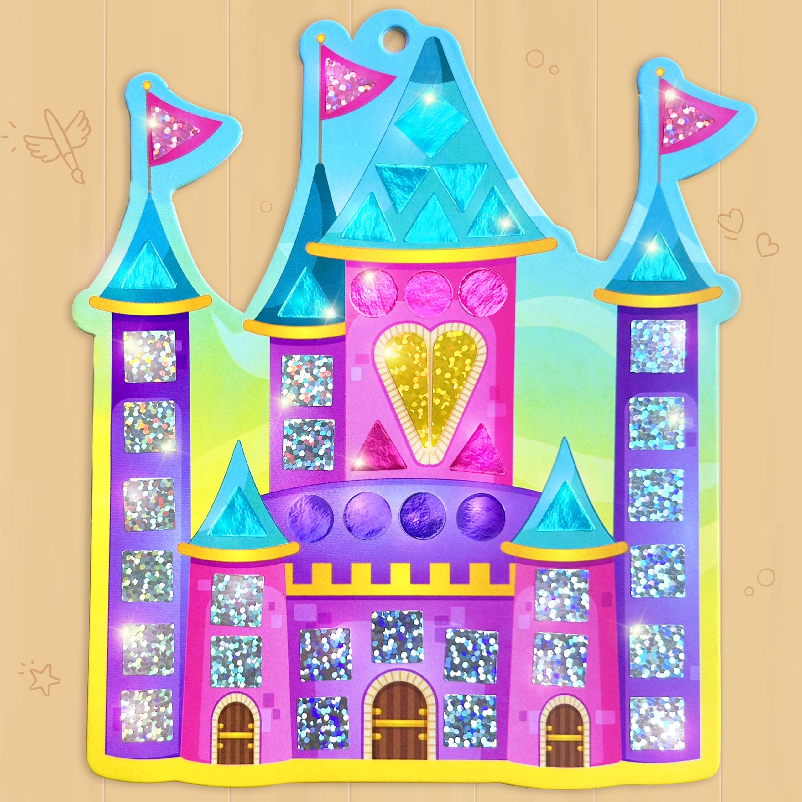 Imagimake Mirror Mosaic Princess & Unicorn Kids Art Set | DIY Craft Kit | Foil Stickers for Kids | Birthday Gift for Girls and Boys Ages 3,4,5,6,7,8 | 3 Year Old Girl Gifts