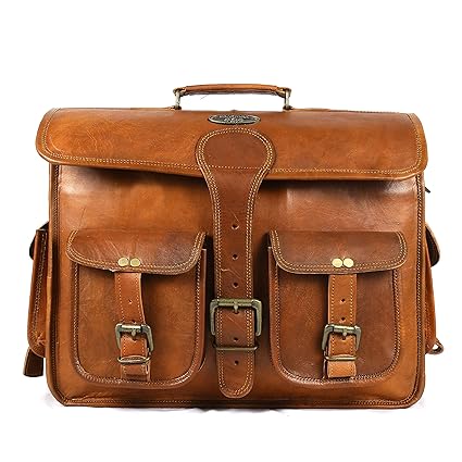 ECHO Vintage Handmade Latest Genuine Brown Leather Office Laptop and Messenger Bag for Boys/Girls Size- 13 x 18 inch