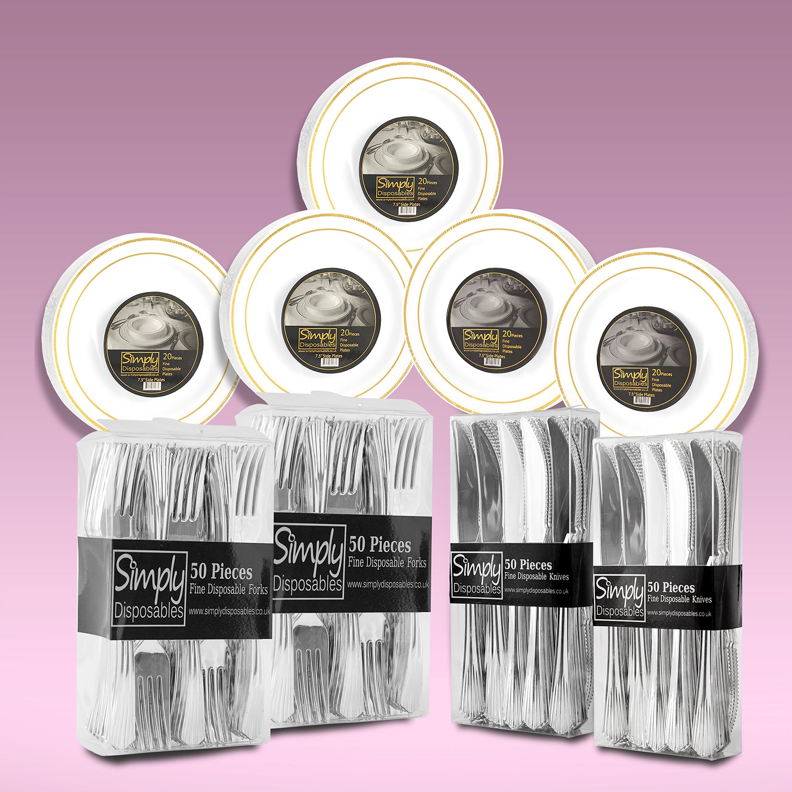 600 Piece Disposable Dinner Set With Gold Rims For Up To 200 People