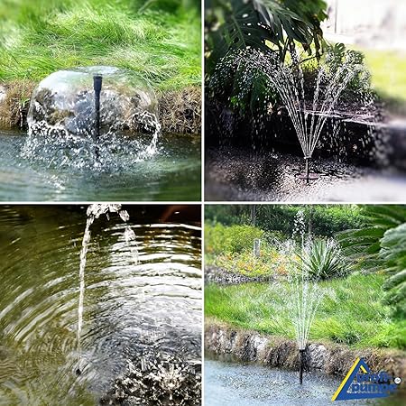 SOLARTEICHPUMPE SOLAR SPRINGBRUNNEN WASSERSPIEL SOLAR TEICH FONTÄNE SOLAR WASSERPUMPE für GARTENTEICH mit AKKU LED Fernbedienung (Solar Oasis 501R-1)