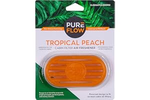 Pureflow Cabin Filter Air Freshener with Odor Eliminator – Fits on Most Car, Truck, and SUV Cabin Air Filters - Tropical Peach (1 Pack)