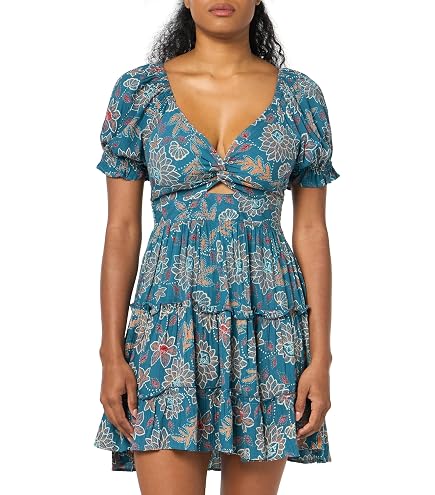 Angie Women's Short Sleeve Twist Front Triangle Cutout Dress, Navy at Amazon Women's Clothing store
