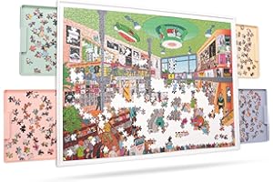 Playboda 2-in-1 Rotating & Tilting Puzzle Board for 1500‑Piece Puzzles with 4 Color Drawers and Cover, 32"x24" Portable Spinning Plastic Jigsaw Puzzle Table for Adults