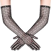 BABEYOND Mesh Gloves for Women - Sheer Gloves Sparkly Long Vintage Evening Stretchy Costumes Accessories for Prom Wedding