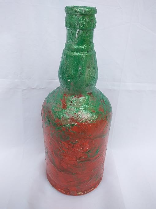 Buy Green And Red Starch Design Pattern Designer Glass Vase Bottle