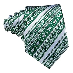 Barry.Wang Mens Christmas Tie Set Green White Elk