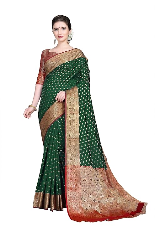 Women's Banarasi Silk Saree With Unstitched Blouse Piece