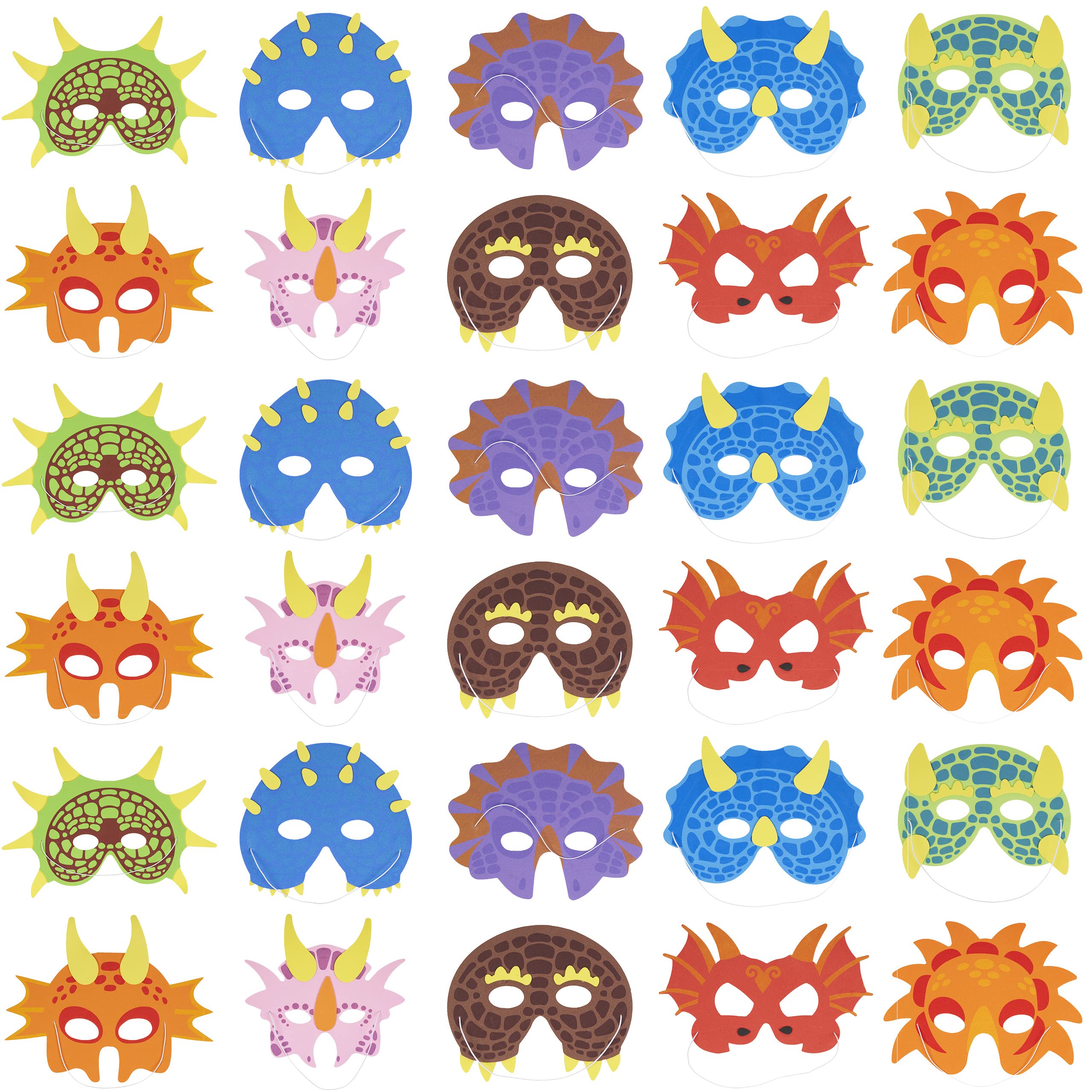 THE TWIDDLERS - 30 Dinosaur Foam Masks for Kids - Costume Play & Parties