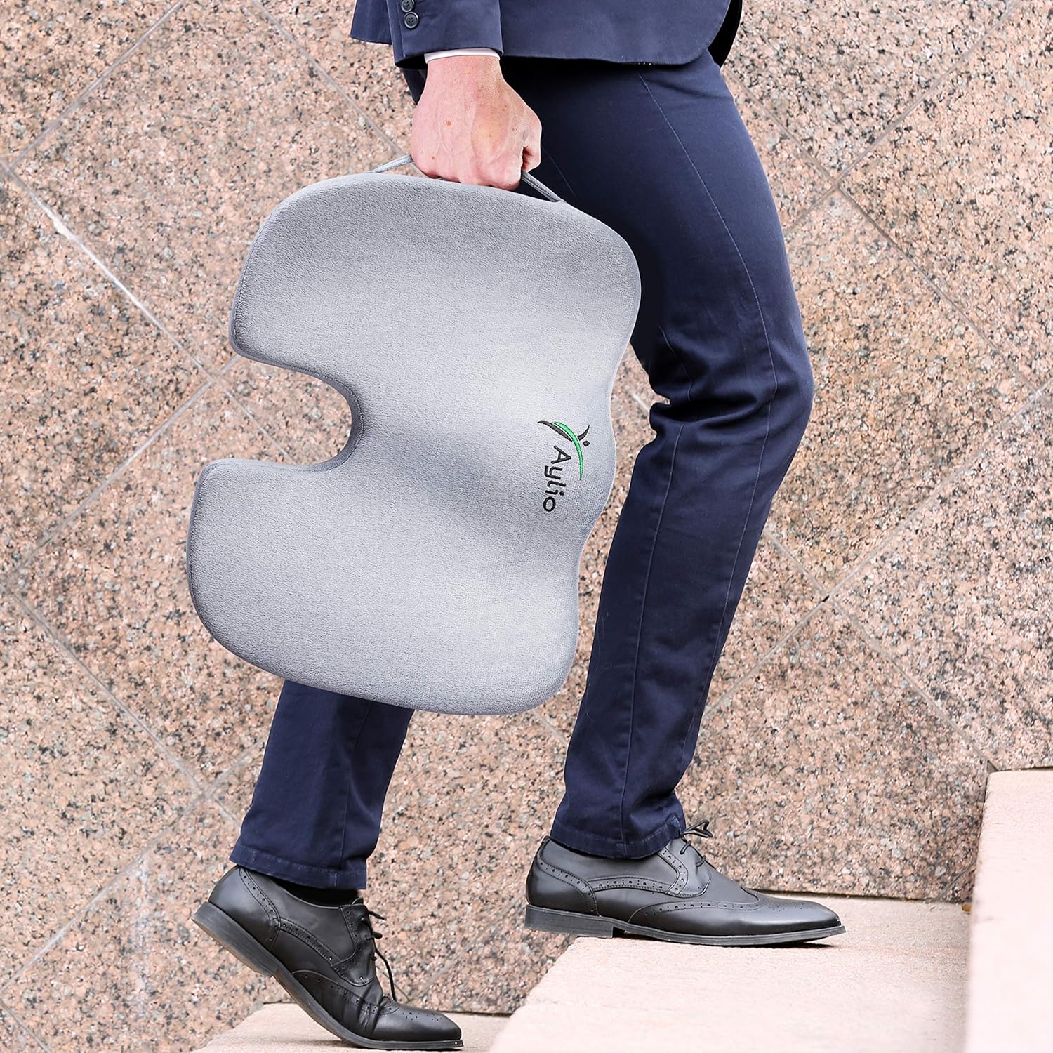Aylio Coccyx Orthopedic Comfort Foam Seat Cushion for Lower Back, Tailbone and Sciatica Pain Relief (Gray): Home & Kitchen