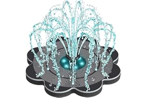 Yzert Solar Fountain with 2000 mAh Battery&Colorful LED Lights Flower Shape, 2025 3.5W Solar Power Water Fountain Pump for Bird Bath, Outdoor, Garden, Pool, Pond,Hummingbirds (Colorful)