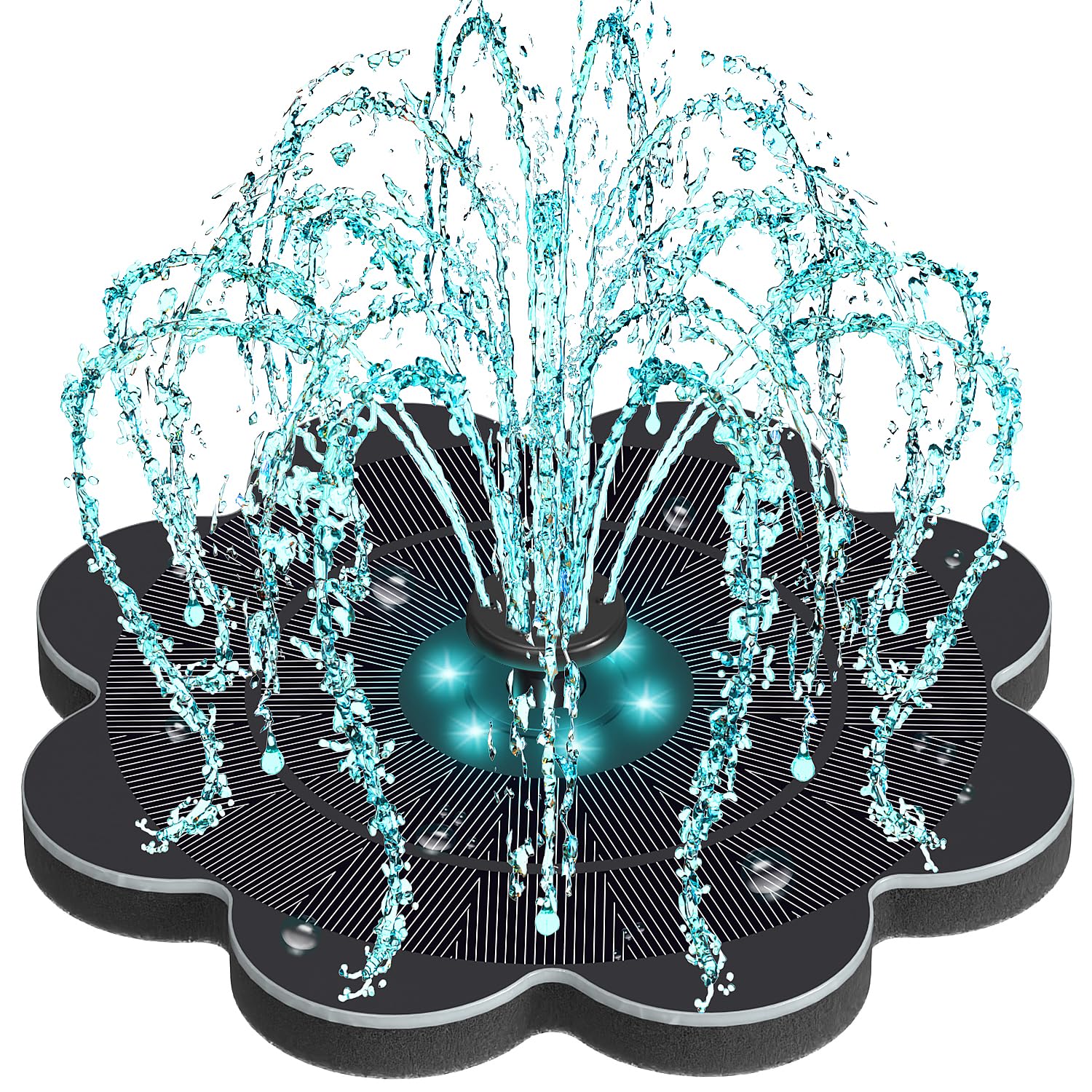 Photo 1 of Yzert Solar Fountain with 2000 mAh Battery&Colorful LED Lights Flower Shape, 2025 3.5W Solar Power Water Fountain Pump for Bird Bath, Outdoor, Garden, Pool, Pond,Hummingbirds (Colorful)